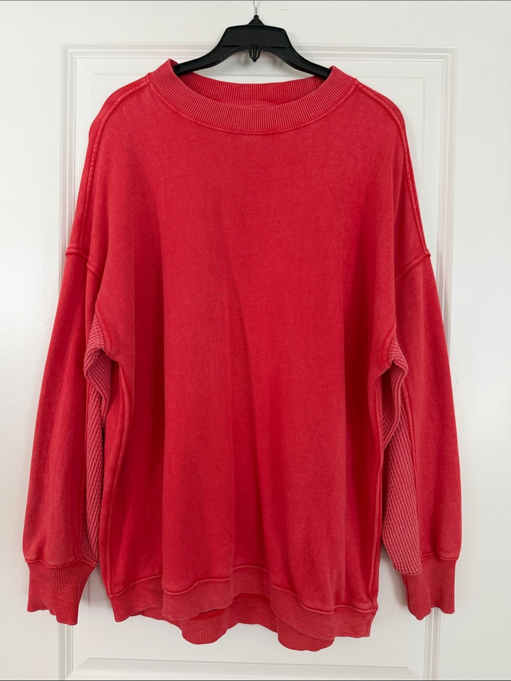 Aerie Coral-Red Oversized Crewneck Sweater